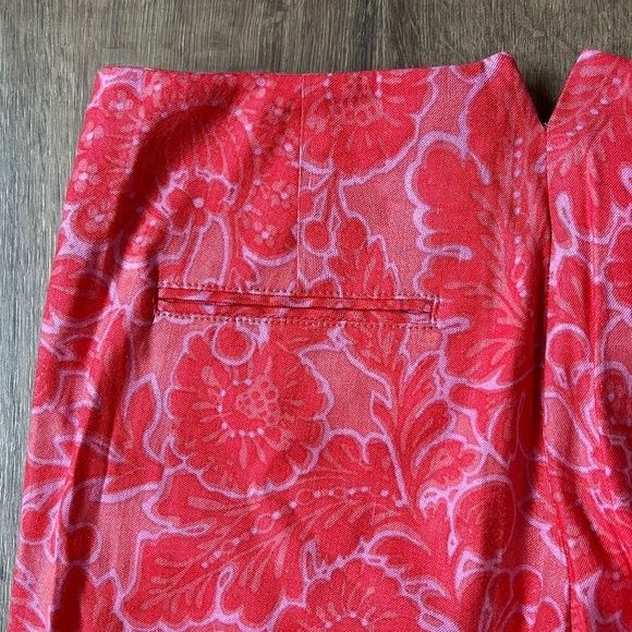 NWOT Sigrid Olsen “Signature” Pink Red Floral Linen Pants Sz 6 - Picture 11 of 11